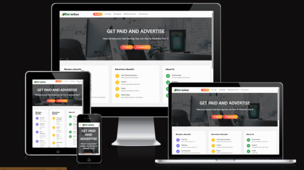 Dollarbux  PHP Script payment Crypto, payeer,bkash,Nagad